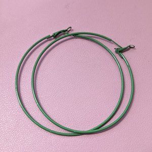 Green hoop earrings, 3 inch